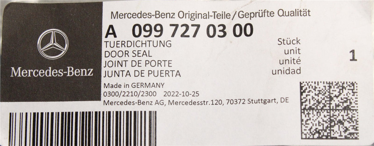 Mercedes-Benz A-Class W177 front door seal (left) A0997270300