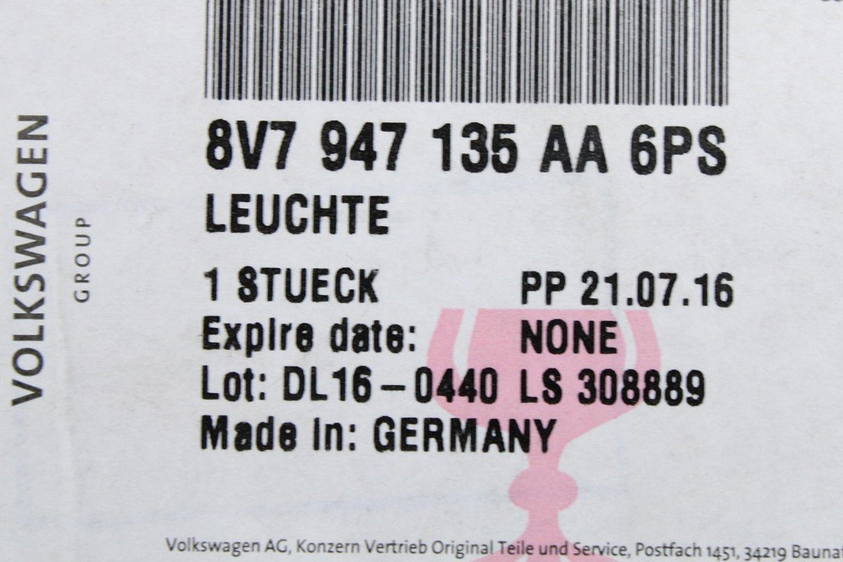 Audi A3 Cabriolet 2017-20 interior reading light (black) 8V7947135AA 6PS