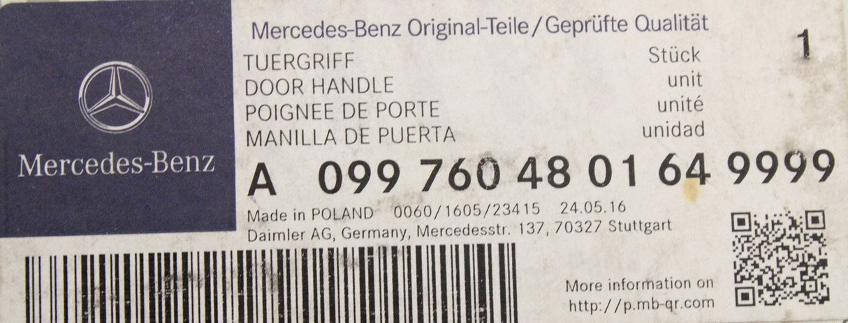 Mercedes-Benz primed exterior door handle (right) A0997604801649999