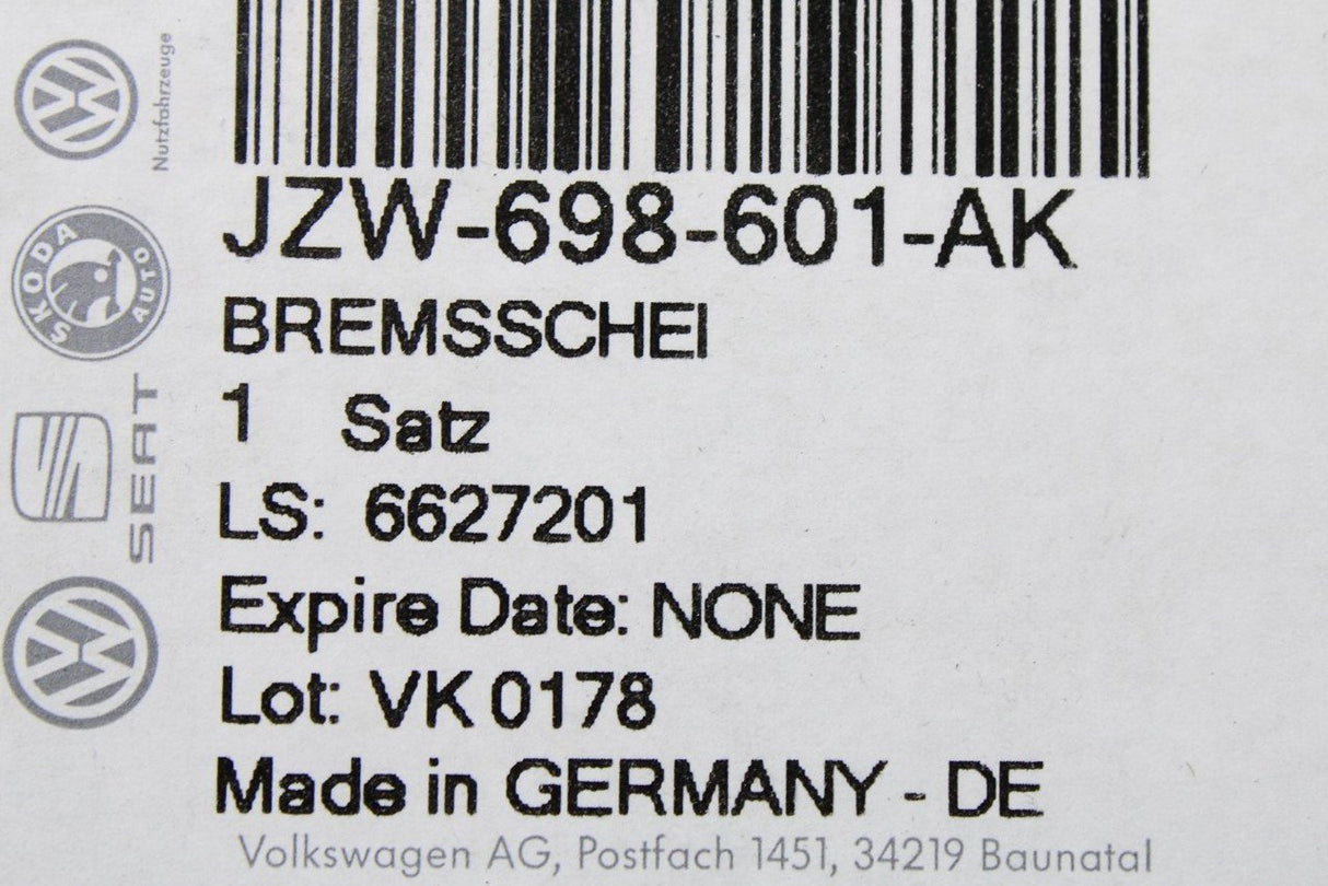 VW Transporter T5 T5.1 T6 03-19 rear brake discs & pads kit JZW698601AK