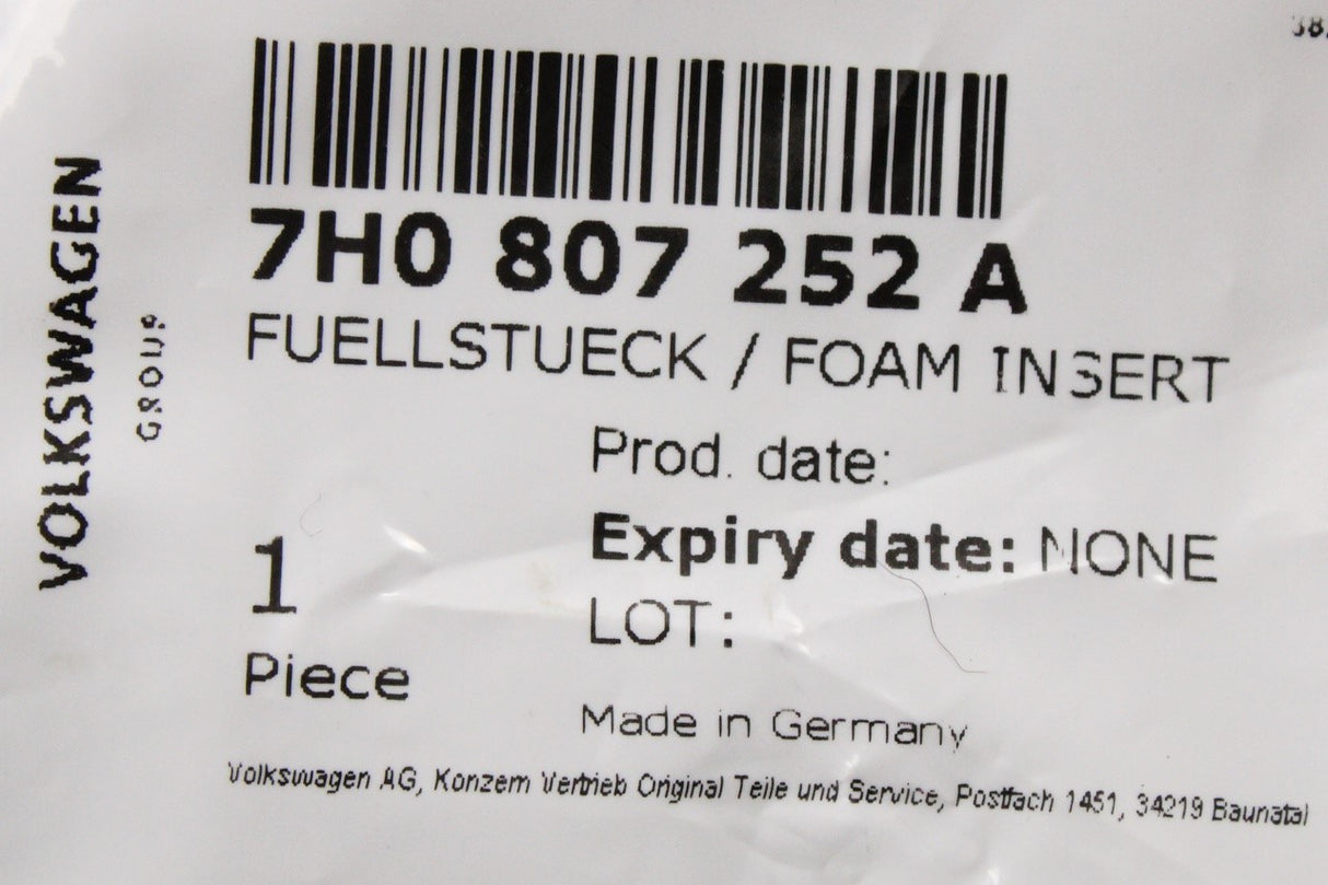 Volkswagen Transporter T5 T5.1 T6 T6.1 tow bar foam filler 7H0807252A