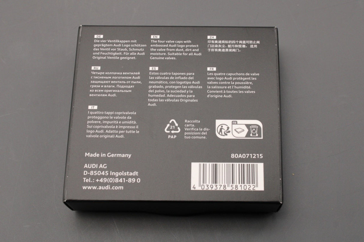 Audi set of 4 tyre valve caps 80A071215