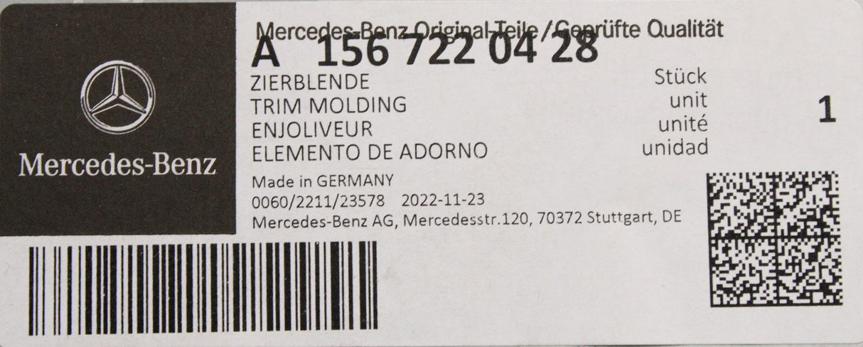 Mercedes-Benz GLA W156 front b-pillar exterior trim (right) A1567220428