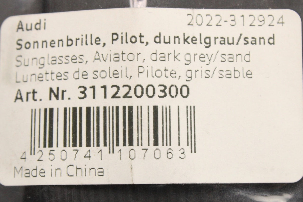 Audi men's pilot sunglasses in dark grey/sand 3112200300