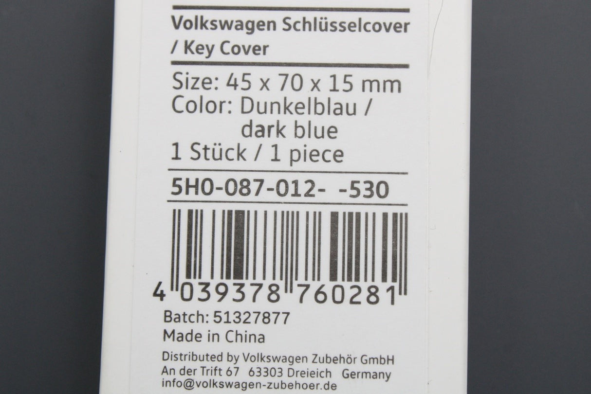 VW Volkswagen silicone key cover in dark blue 5H0087012 530