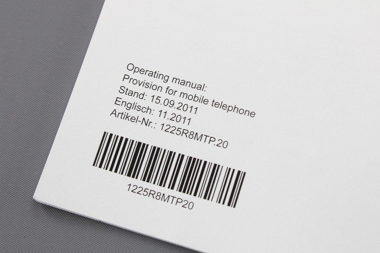 VW Operators manual for mobile telephone 2011-12 1225R8MTP20