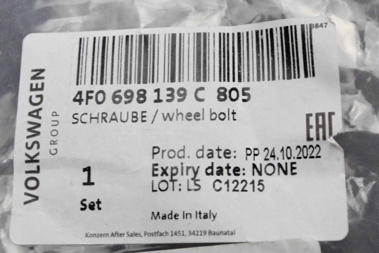 Audi A1 A3 A4 A5 A6 locking wheel nut with key code E 4F0698139C 805