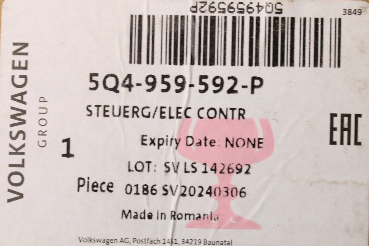 VW Audi Skoda SEAT CUPRA front passenger door control unit 5Q4959592P