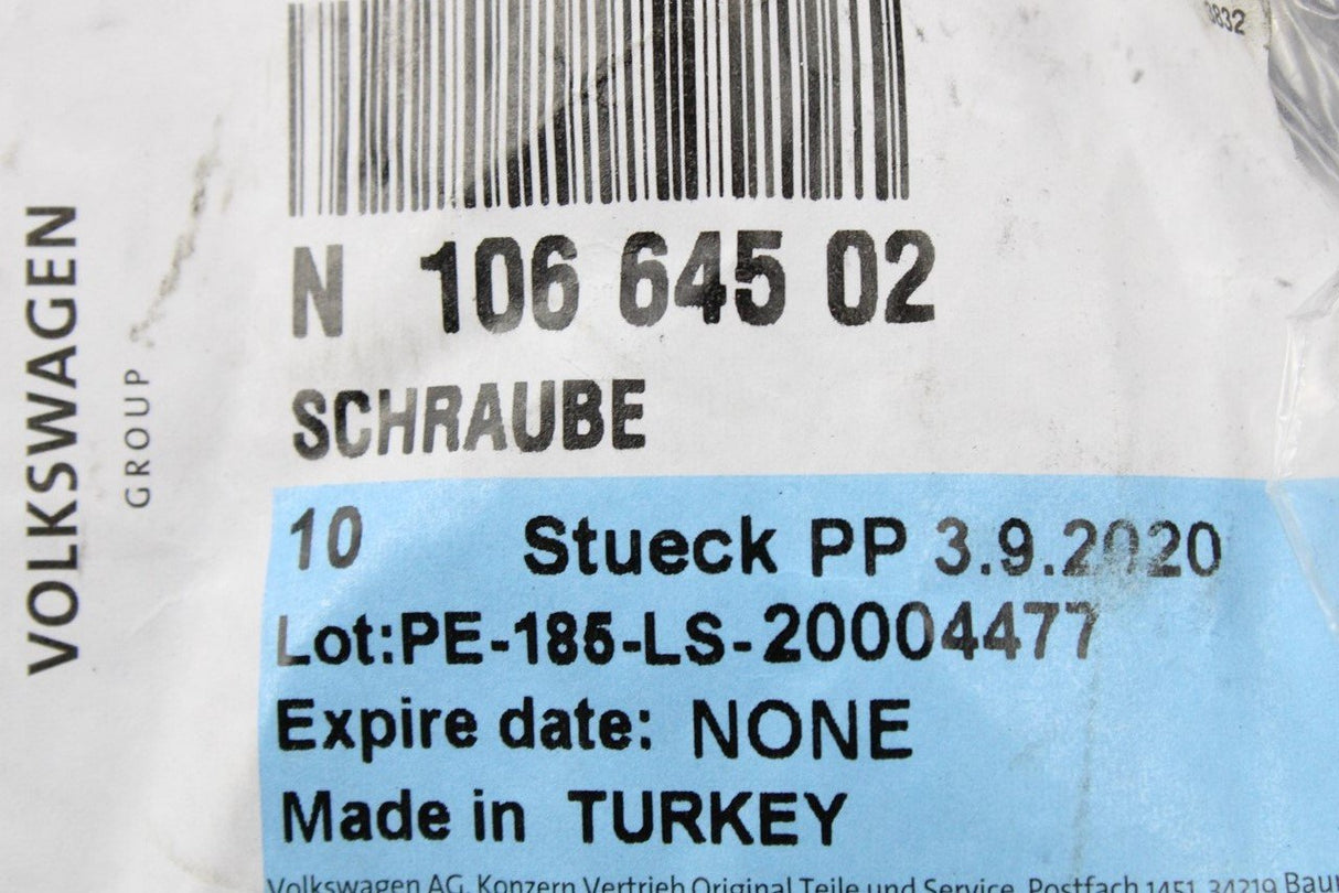 VW Audi Skoda SEAT Hex head collared bolt M8x45mm (x1) N10664502