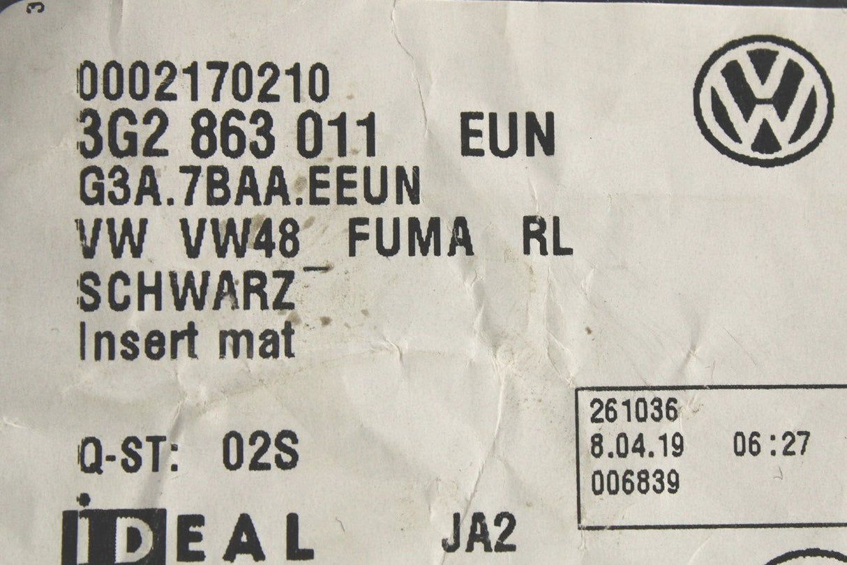 VW Passat B8 2015-2024 carpet floor mats set (RHD) 3G2863011 EUN