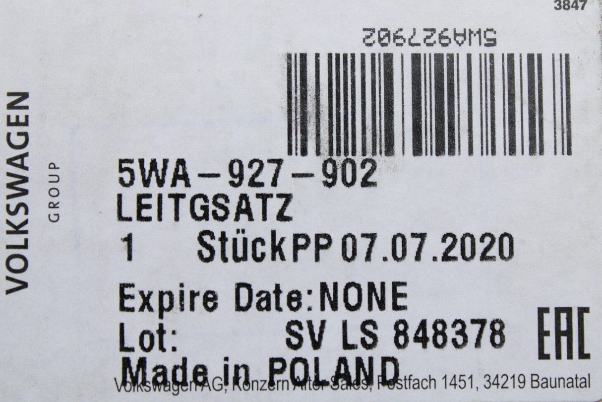 VW Audi Skoda SEAT rear speed sensor wiring loom (left) 5WA927902