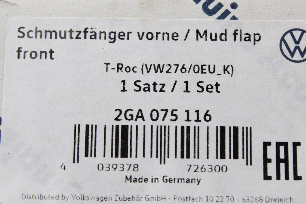 VW T-Roc 2018- Front mud flaps pair accessory 2GA075116