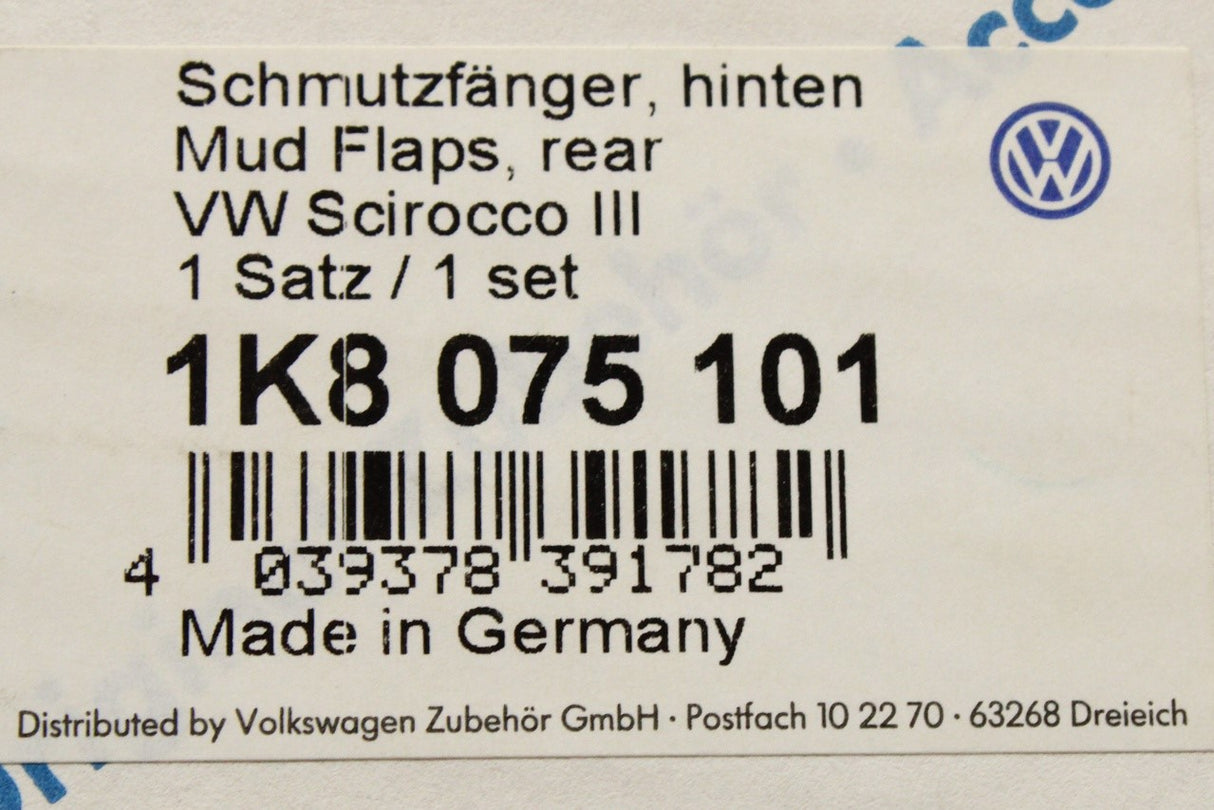 VW Scirocco 2009 -2014 accessory mud flaps (rear) 1K8075101