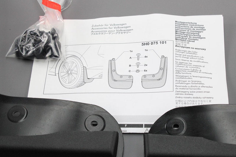 VW Golf MK8 2020-on accessory mud flap set (front & rear) 5H0075101/111