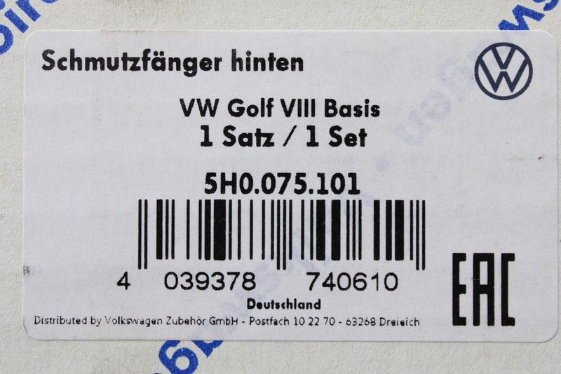 VW Golf MK8 2020-on accessory mud flap set (front & rear) 5H0075101/111