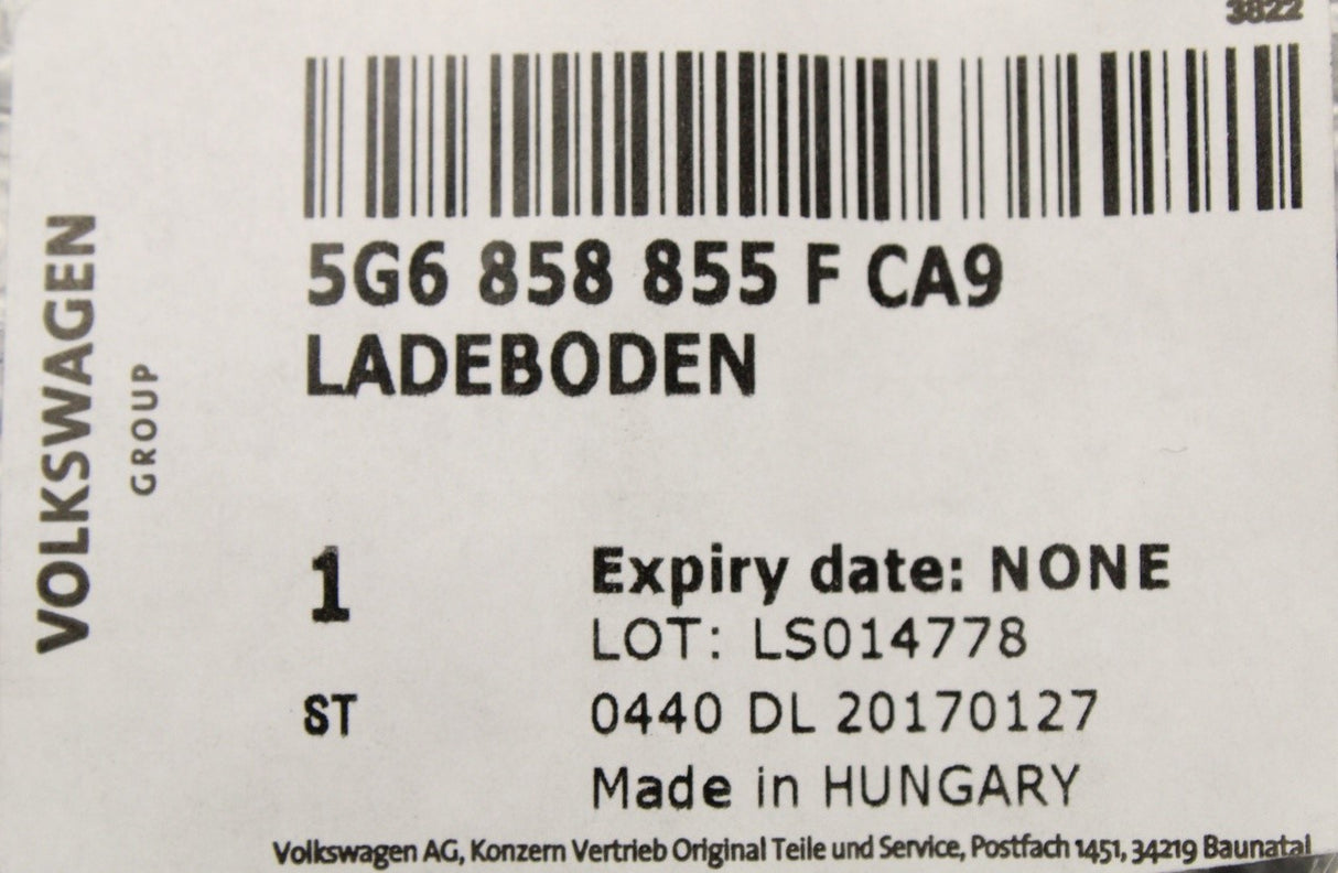 VW Golf MK7 MK7.5 luggage compartment boot floor 5G6858855F CA9