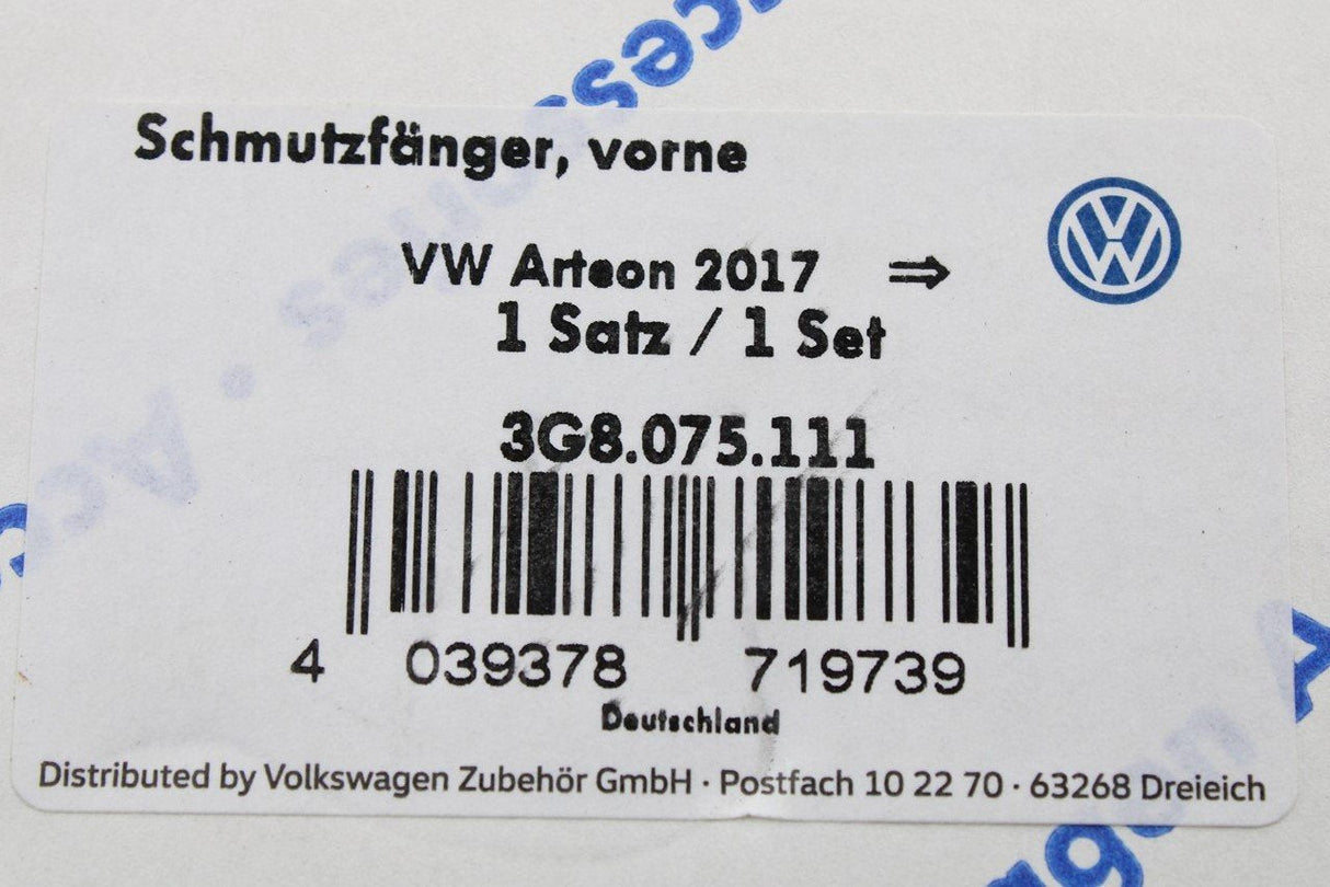 VW Arteon 2017-onwards front accessory mud flaps set 3G8075111