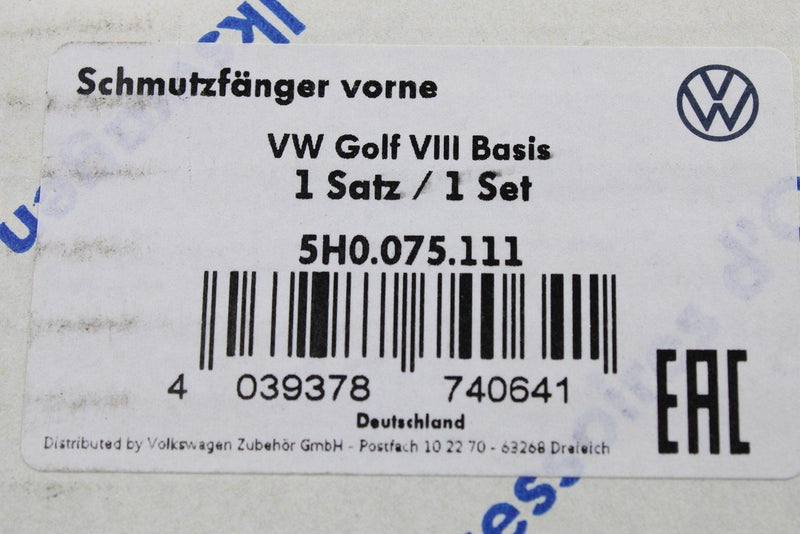 VW Golf MK8 2020-on accessory mud flap set (front & rear) 5H0075101/111