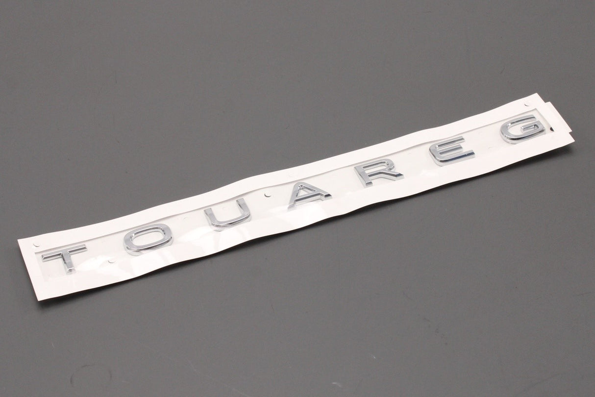 VW Touareg 2018-on rear boot lid lettering badge chrome 760853687B 2ZZ