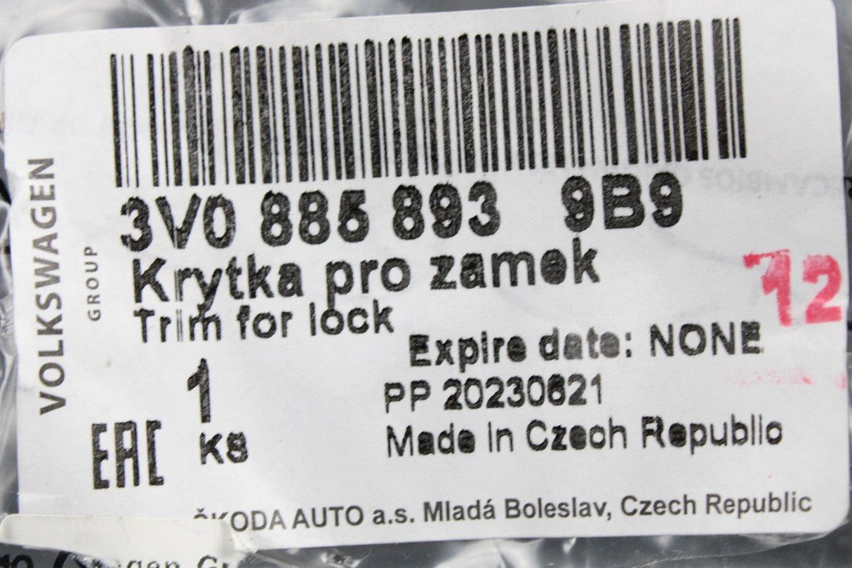 Skoda Superb 15-on rear seat backrest release trim (left) 3V0885893 9B9