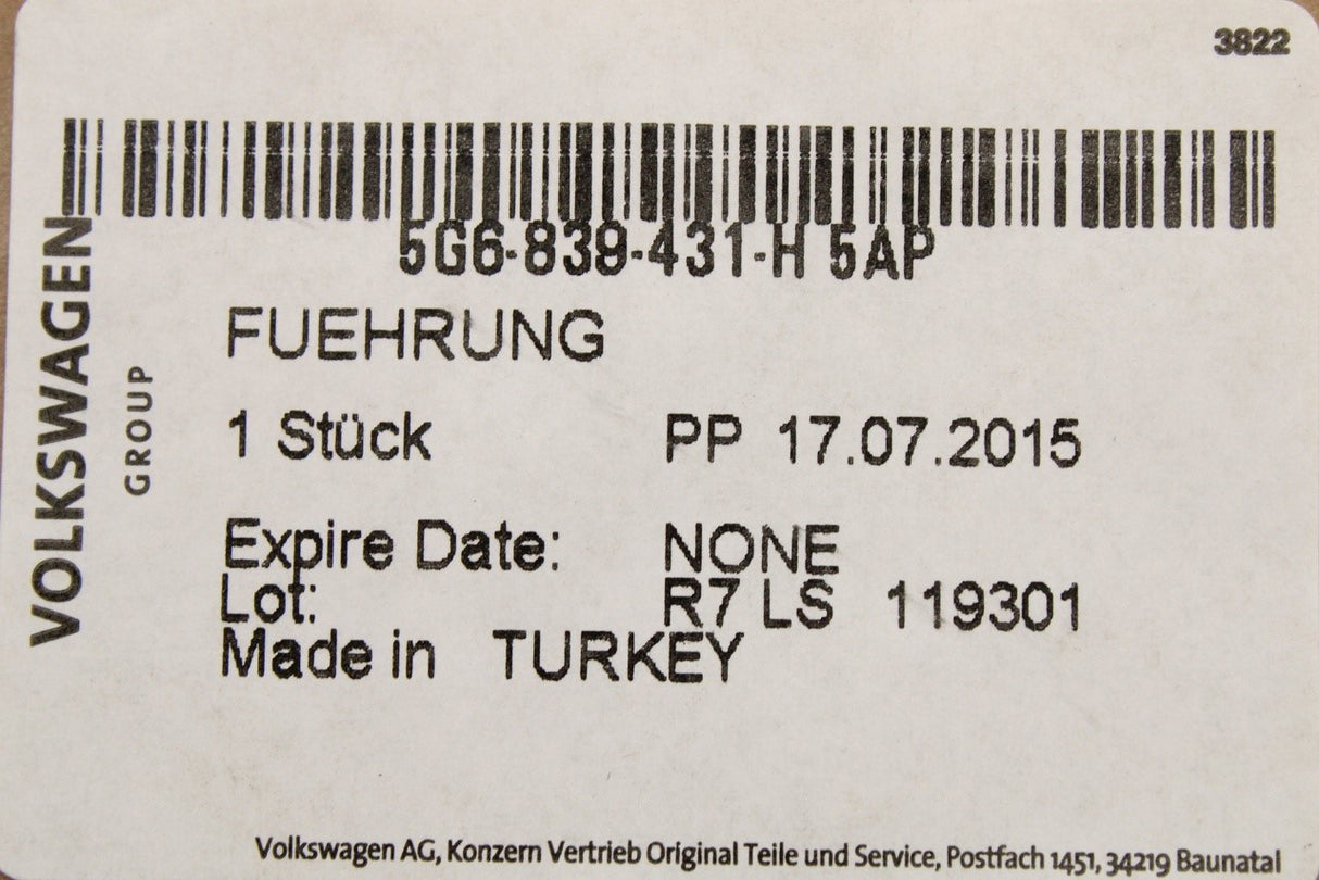 VW Golf MK7 MK7.5 2013-20 rear window guide seal (left) 5G6839431H 5AP