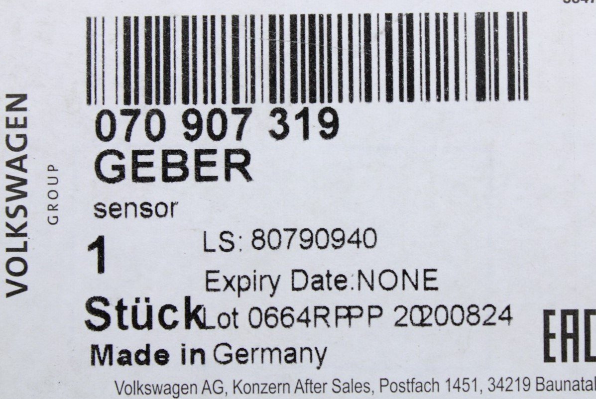VW Transporter T5 2.5 TDI engine speed crankshaft sensor 070907319
