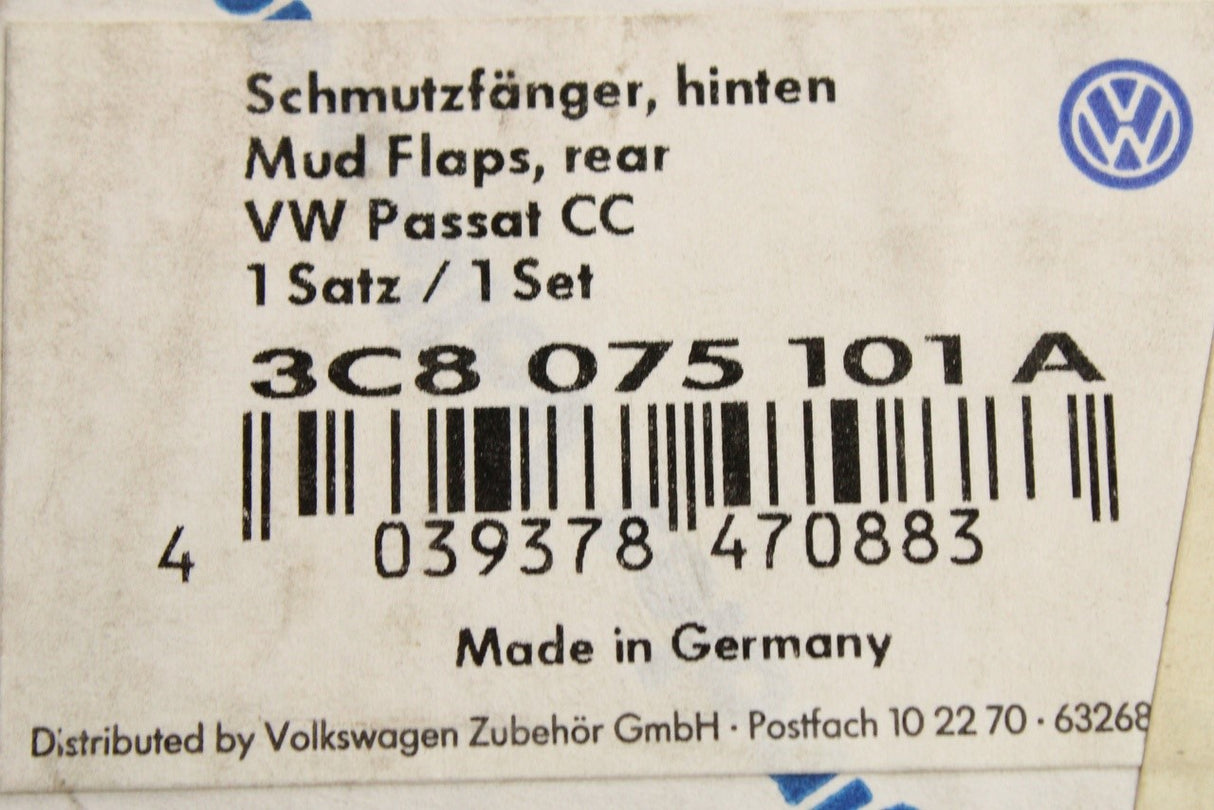 VW Passat CC 2012-17 accessory mud flaps set (rear) 3C8075101A
