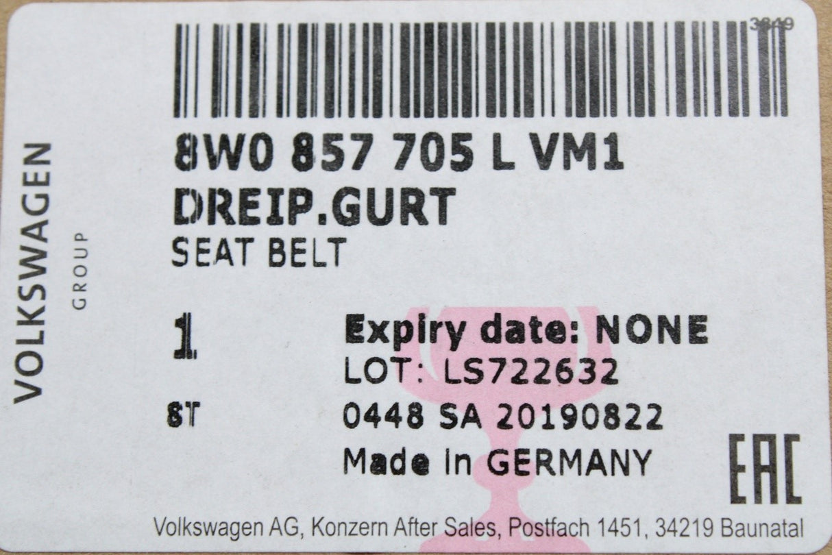 Audi RS4 RS5 2018-2025 front seat belts pair (left/right) 8W0857706G VM1