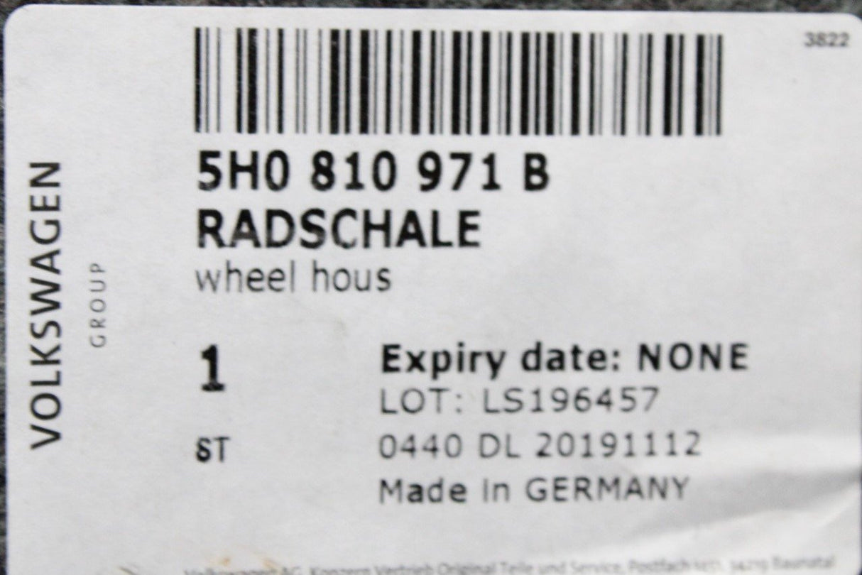 VW Golf MK8 2020-on wheel housing arch liner (rear left) 5H0810971B