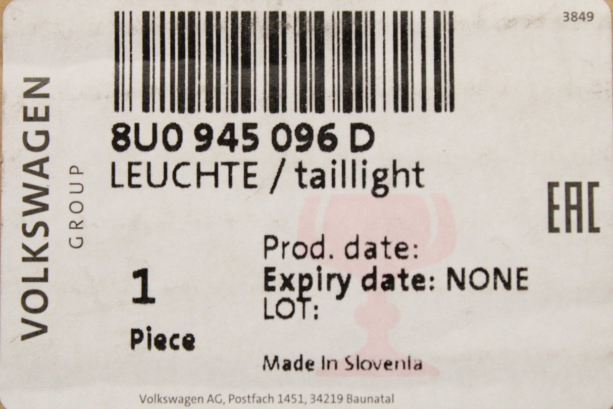 Audi Q3 RSQ3 2014-18 lower rear bumper tail light (right) 8U0945096D