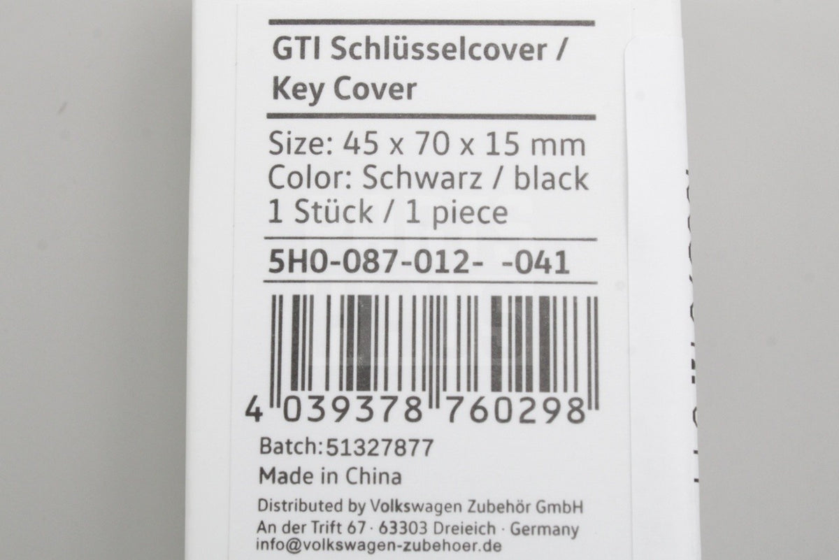 VW Golf MK8 20-on accessory GTI silicone key cover (black) 5H0087012 041