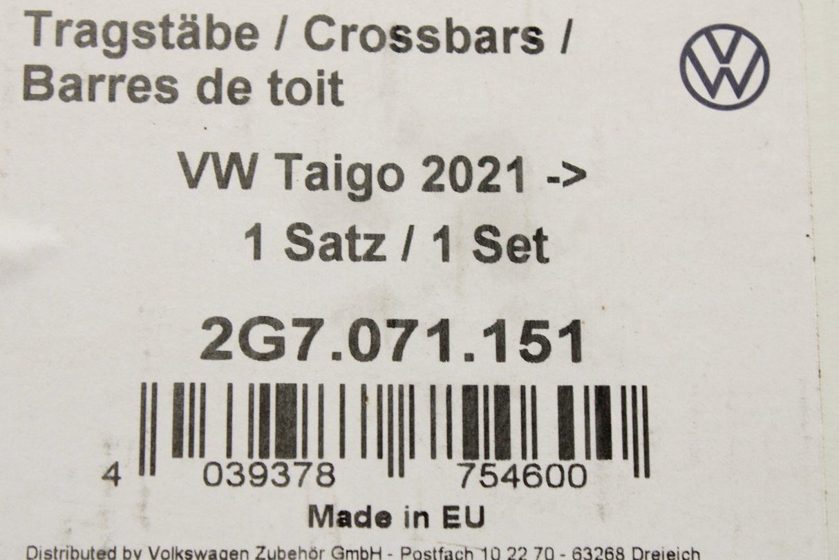 VW Taigo 2022-on roof bars set 2G7071151