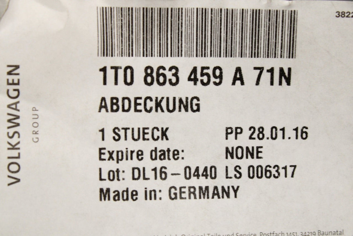 VW Touran 2003-2015 interior boot lock trim (rear) 1T0863459A 71N