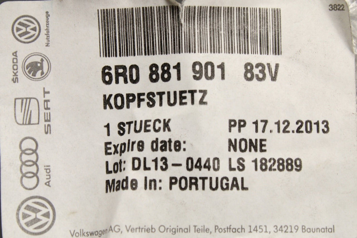 VW Polo 6R 2010-2014 front seat head rest (2 door) 6R0881901 83V