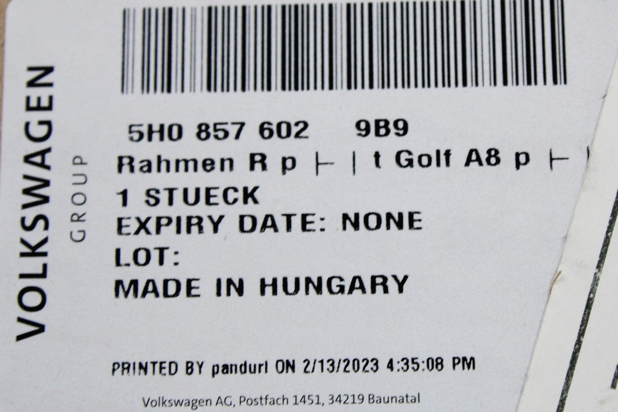 VW Golf MK8 2020-on wing mirror frame (right) 5H0857602 9B9