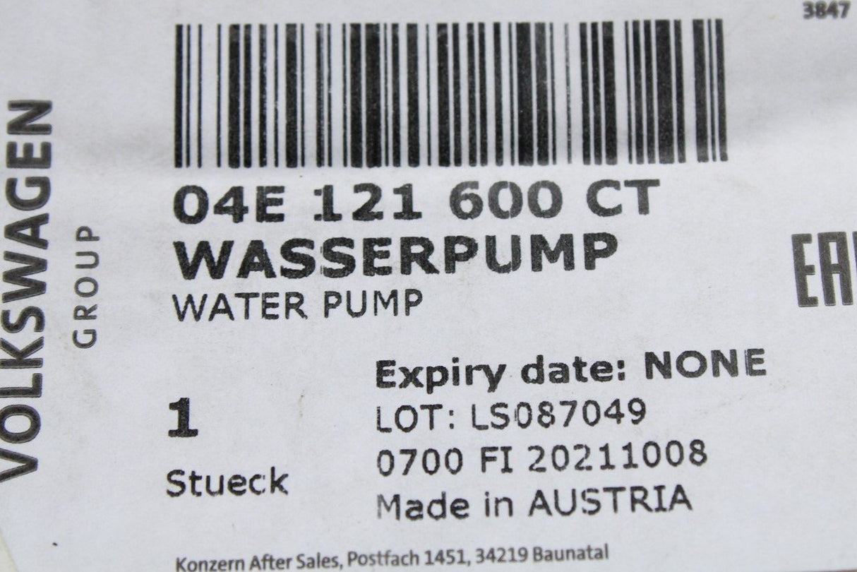 VW Audi Skoda SEAT coolant water pump (1.4 TSI) 04E121600CT