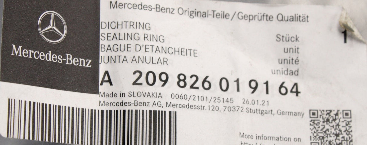Mercedes-Benz W209 CLK headlight seal gasket (left) A209826019164