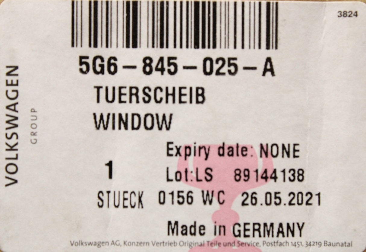 VW Golf MK7 MK7.5 2013-20 tinted rear window glass (left) 5G6845025A