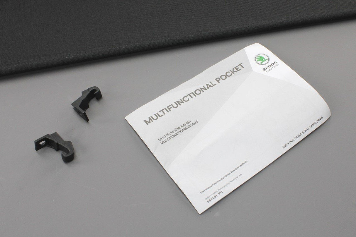 Skoda Fabia Kamiq 2018-On multifunctional parcel shelf pocket 654061103