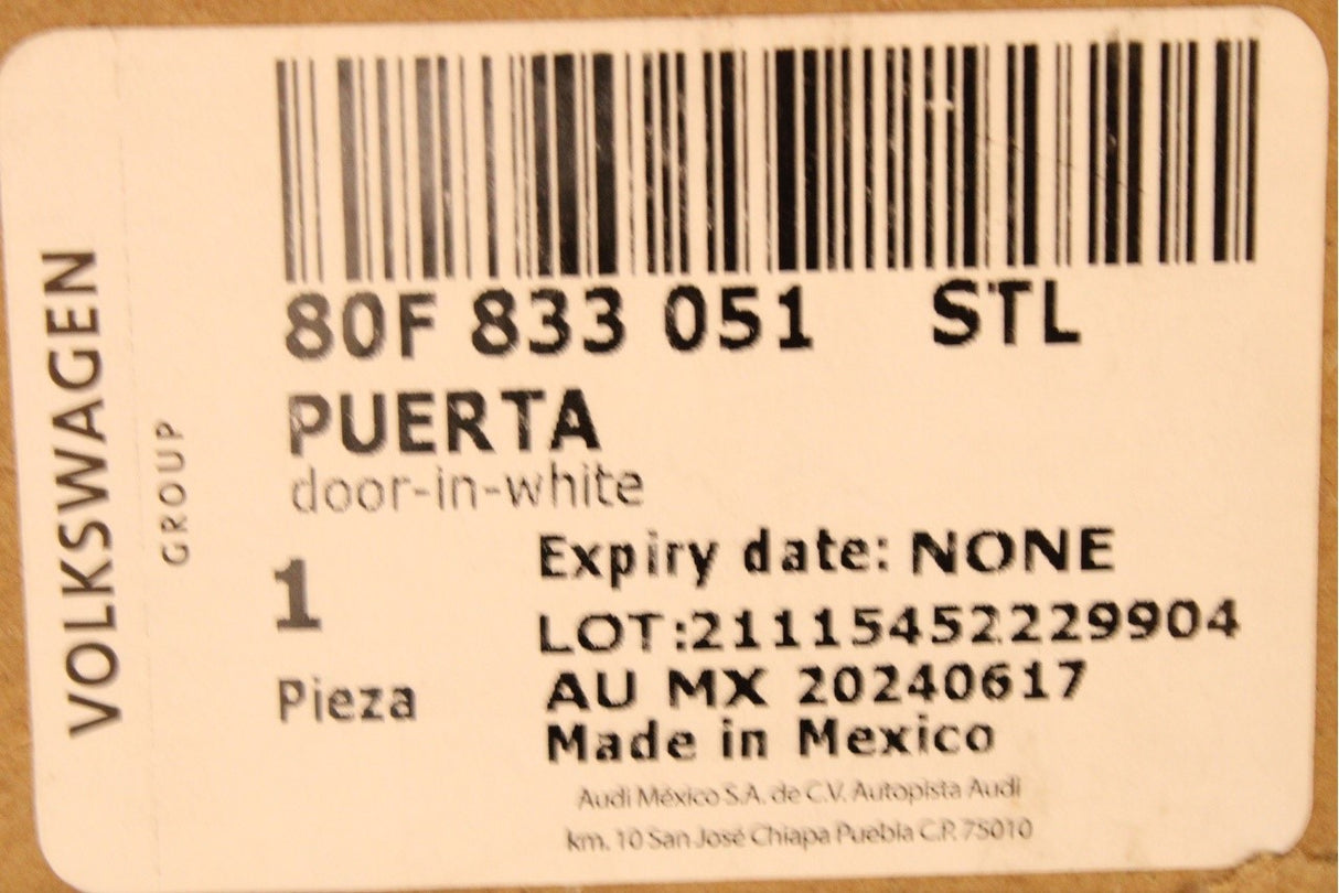 Audi Q5 Sportback 2018-2025 rear door body panel (left) 80F833051 STL