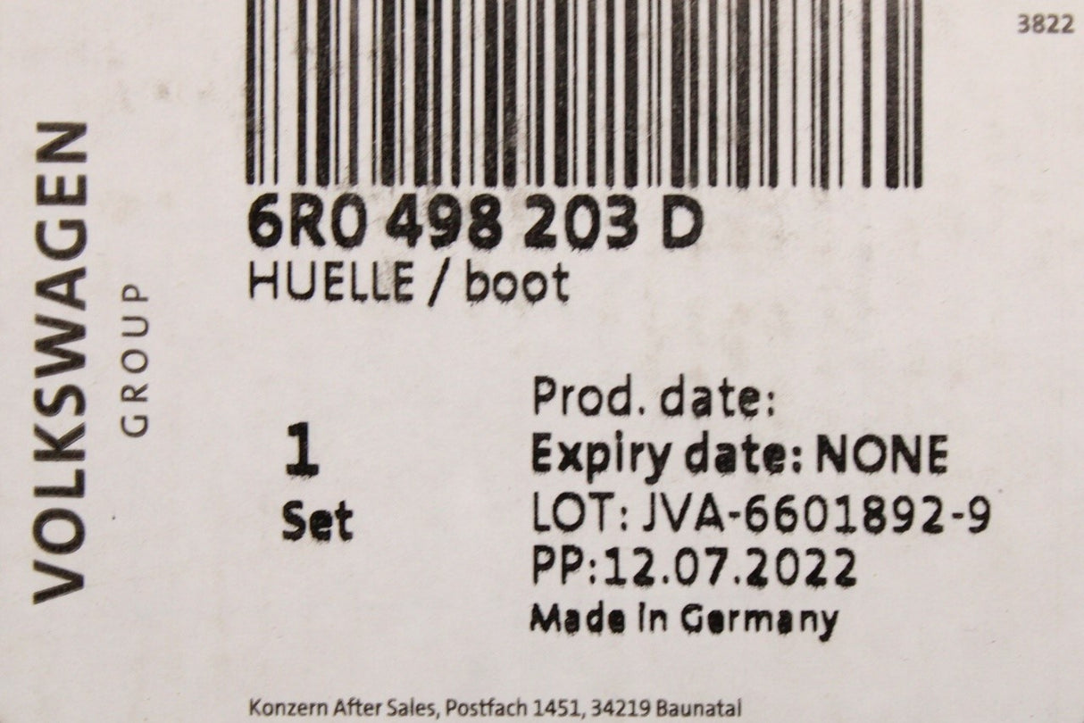 SEAT Ibiza 2016-2017 front outer cv boot (x1) 6R0498203D