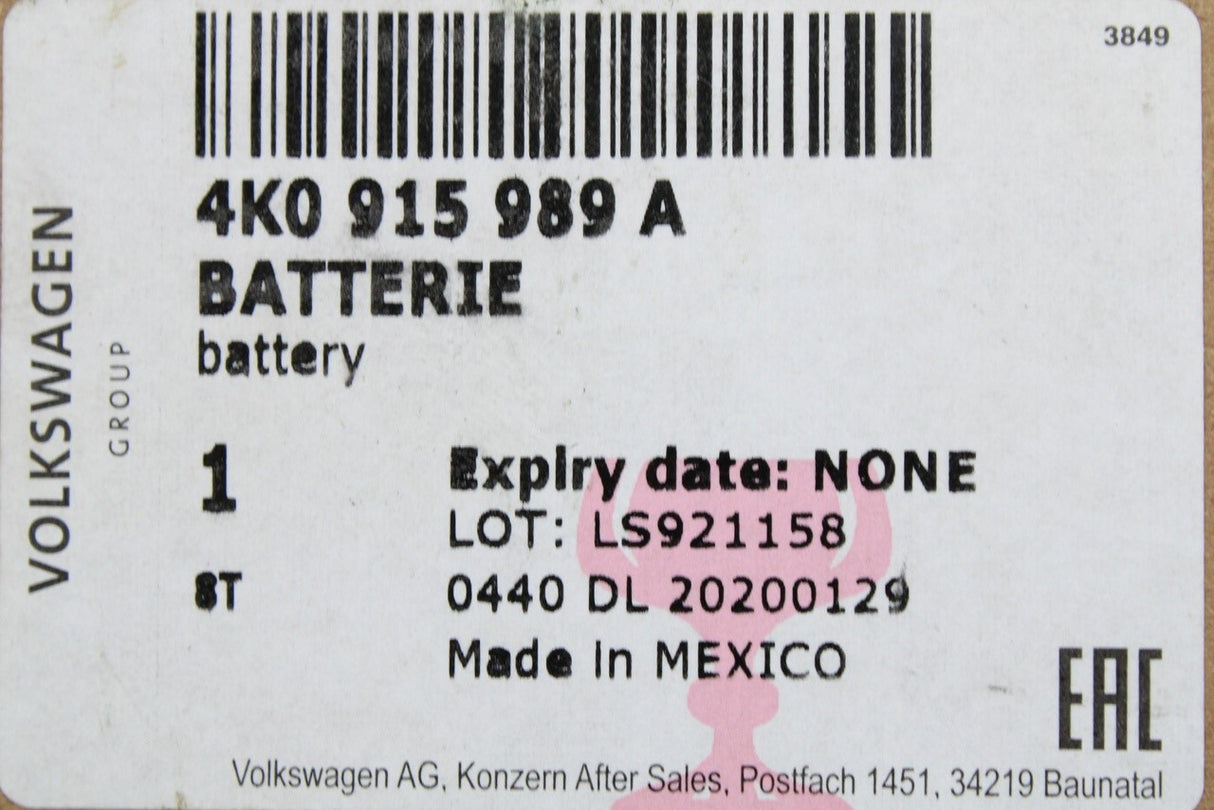 VW Touareg Audi emergency roadside assistance replacement battery 4K0915989A