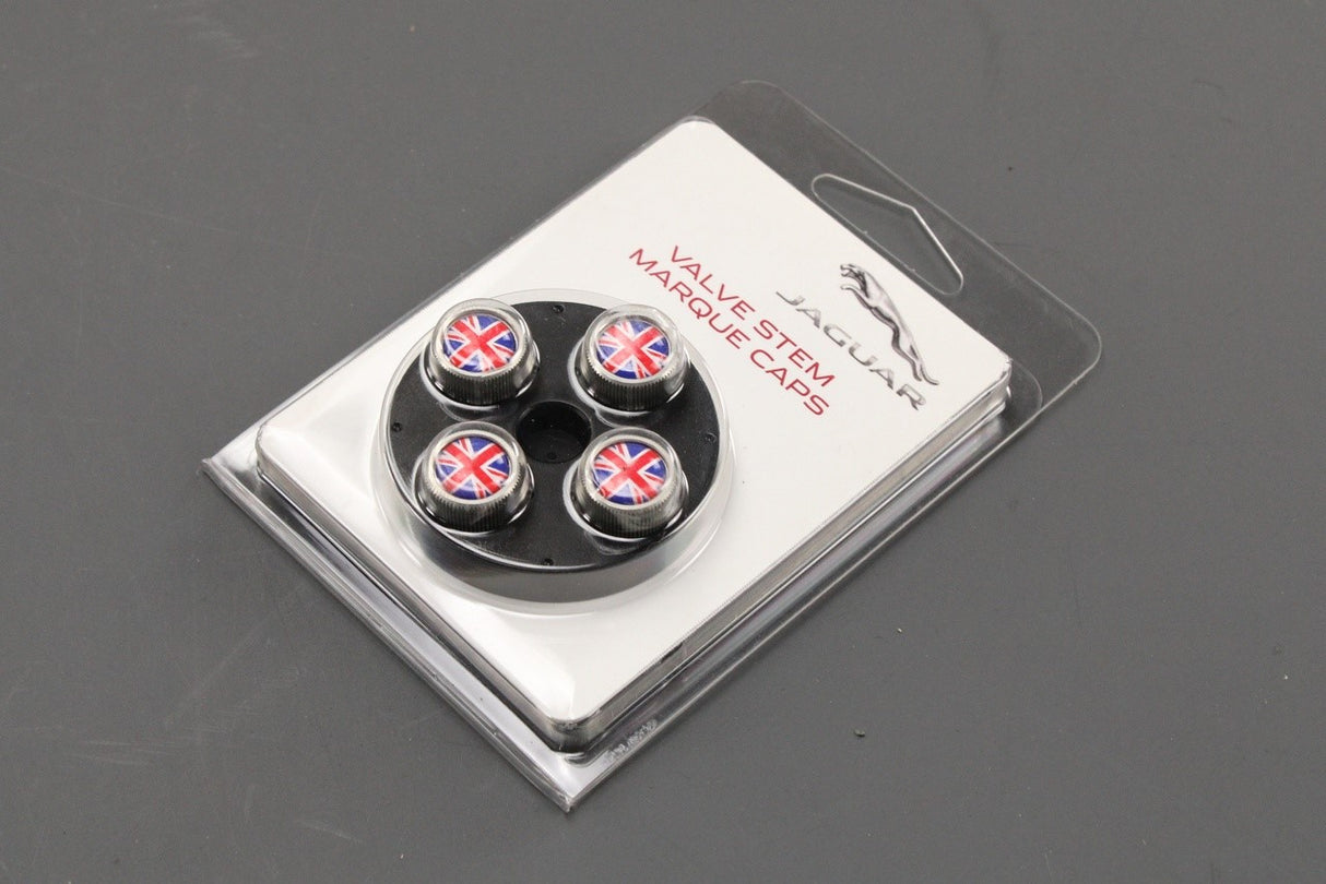 Jaguar union jack flag valve stem caps C2D60781
