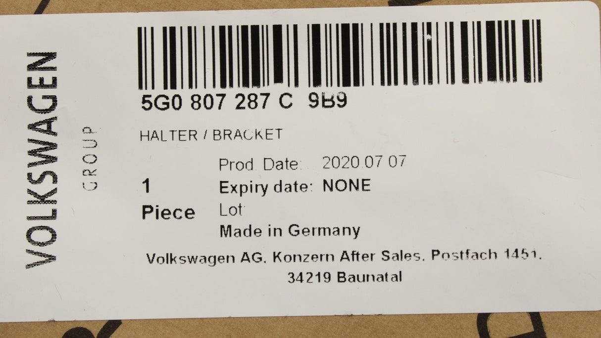 VW Golf GTI MK7 2013-16 front number plate bracket 5G0807287C 9B9
