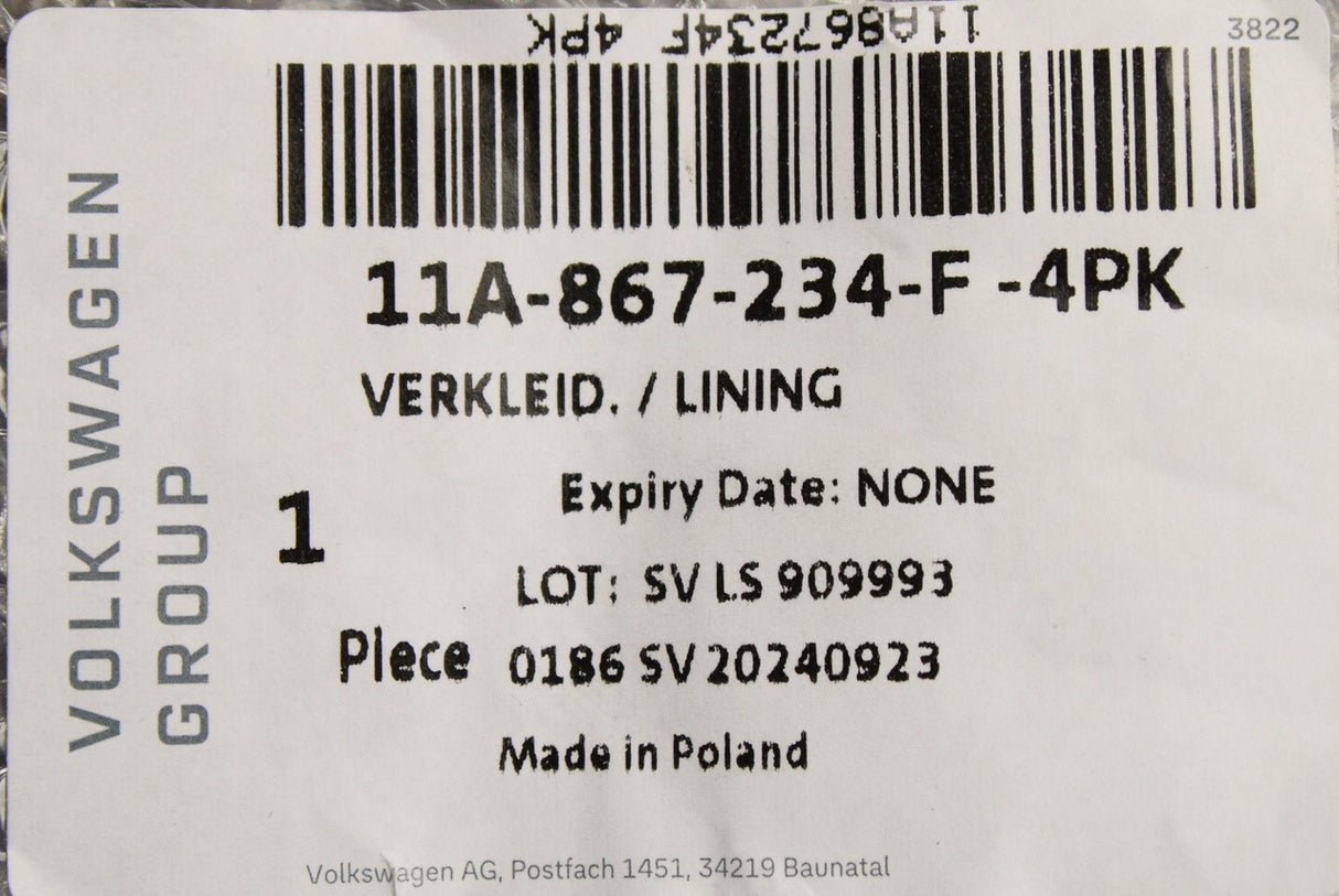 VW ID.4 ID.5 2021-on A pillar upper interior trim (right) 11A867234F 4PK