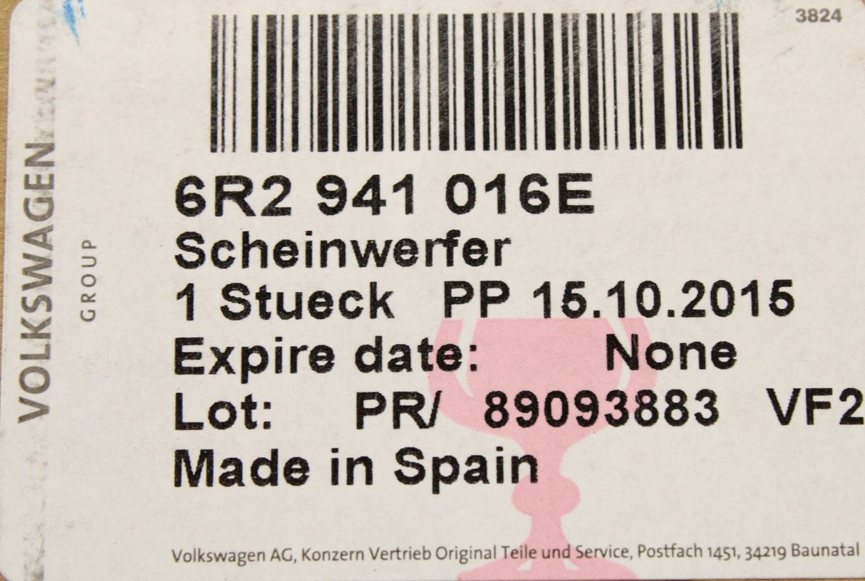 VW Polo 6R 2010-2014 RHD front halogen headlight (right) 6R2941016E