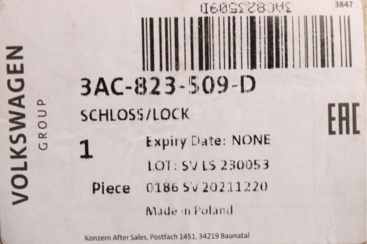 VW Passat B7 2011-15 bonnet lock latch with microswitch 3AC823509D