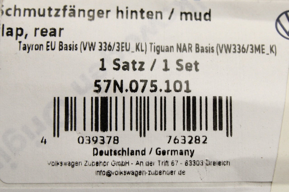 VW Tayron 2025-on accessory mud flaps (front & rear) 57N075111 / 57N075101