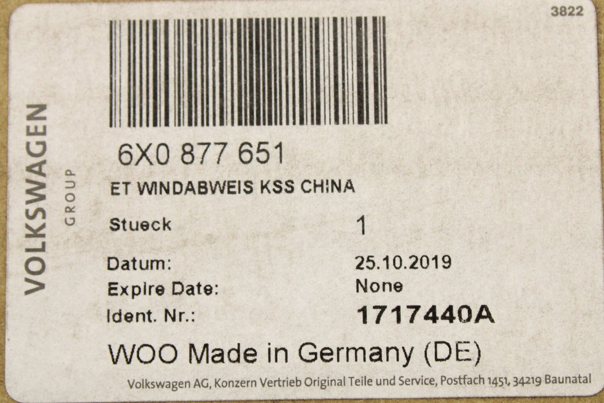 VW Transporter Caravelle T5 T5.1 T6 sunroof wind deflector 6X0877651