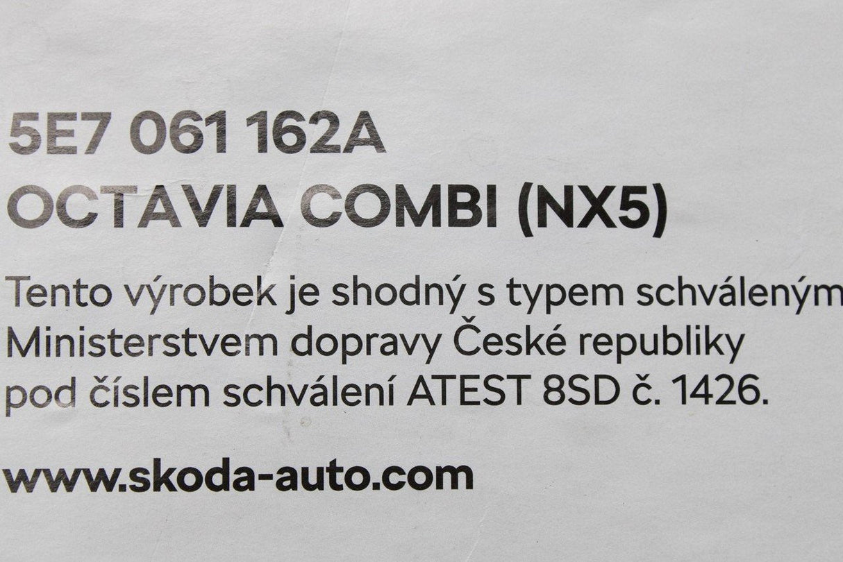 Skoda Octavia estate 2020-Onward plastic boot luggage liner 5E7061162A